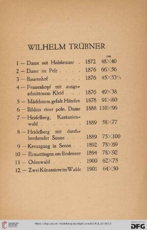 Wilhelm Trübner (Nr. 1-28)