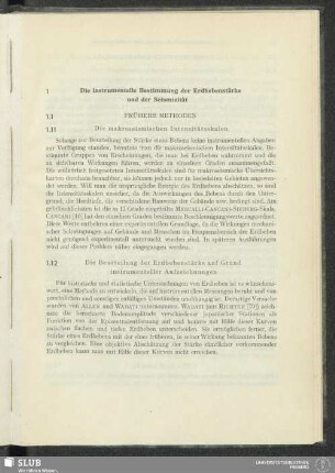 1 Die instrumentelle Bestimmung der Erdbebenstärke und der Seismizität