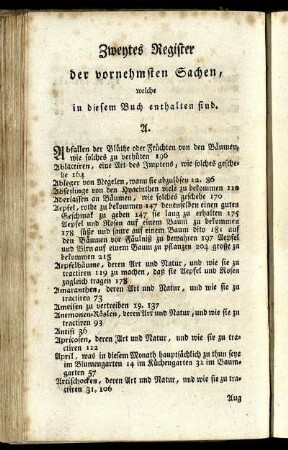 Zweytes Register der vornehmsten Sachen, welche in diesem Buch enthalten sind.