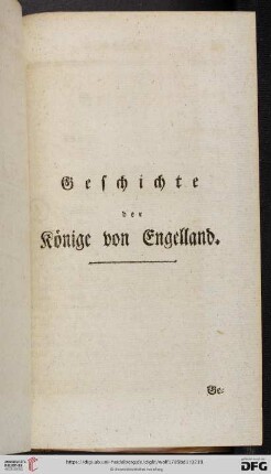 Geschichte der Könige von Engelland