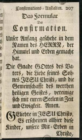 207-261, Das Formular der Confirmation.