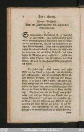 Zweyter Abschnitt. Von der Fürtrefflichkeit des äuserlichen Gottesdienstes.