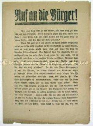 Propagandaschrift mit dem Aufruf des Leipziger Bürger-Ausschusses zur Hinwendung zu konservativen Werten