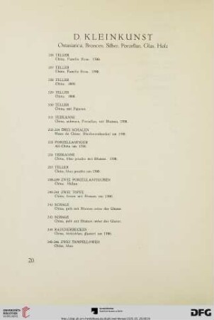D. Kleinkunst (Ostasiatica, Broncen, Silber, Porzellan, Glas, Holz) (Nr.226-398)