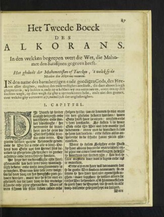 Het Tweede Boeck des Alkorans.