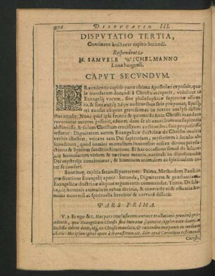 Disputatio Tertia. Respondente M. Samuele Wichelmanno