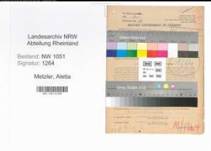 Entnazifizierung Aletta Metzler , geb. 22.08.1890 ()