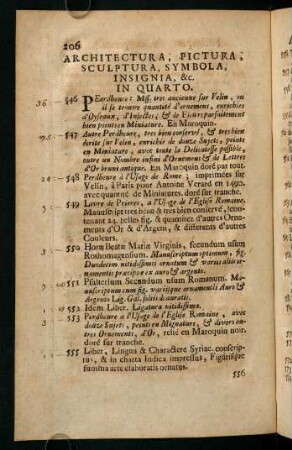 Architectura, Pictura, Sculptura, Symbola, Insignia, &c. In Quarto.
