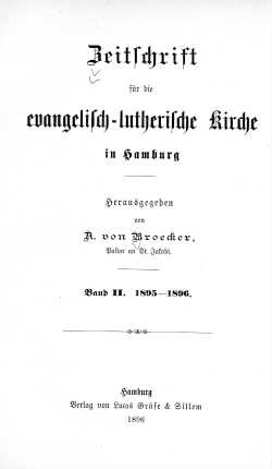 2.1895/96: Zeitschrift für die Evangelisch-Lutherische Kirche in Hamburg