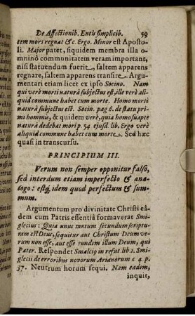 Principium III. Verum non semper opponitur falso, sed interdum etiam imperfecto & analogo: estq[ue] idem quod perfectum & summum.