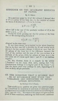 Addendum on the quadratic residues of primes.