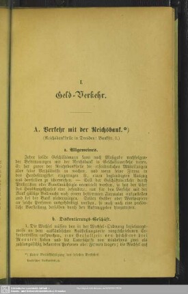 I. Geld-Verkehr