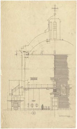 Döllgast, Hans; München; Ostfriedhof, Aussegnungshalle - Schnitt