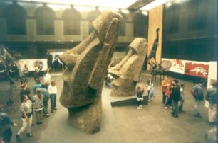 Frankfurt/M. Ausstellung im Senckenbergmuseum: 1500 Jahre Kultur der Osterinsel. Ausstellungshalle mit Ausstellungsexponaten