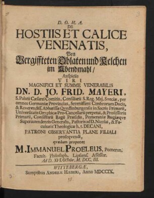 De Hostiis Et Calice Venenatis