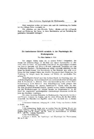 Ein bedeutsamer Schritt vorwärts in der Psychologie der Kindersprache