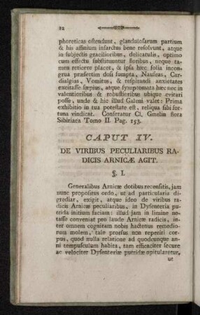 Caput IV. De Viribus Peculiaribus Radicis Arnicæ Agit.