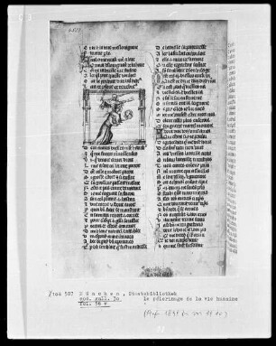 Le pélerinage de la vie humaine — Die Frau auf dem Rücken des Pilgers, Folio 56verso
