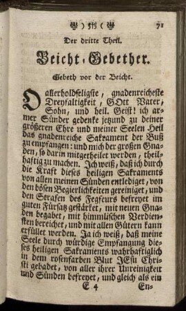 Der dritte Theil. Beicht-Gebether
