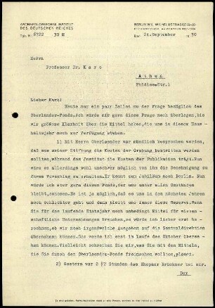 G. Rodenwaldt an G. Karo