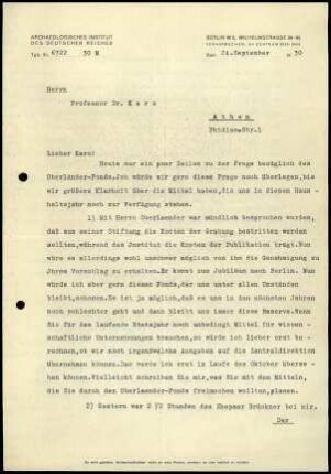 G. Rodenwaldt an G. Karo