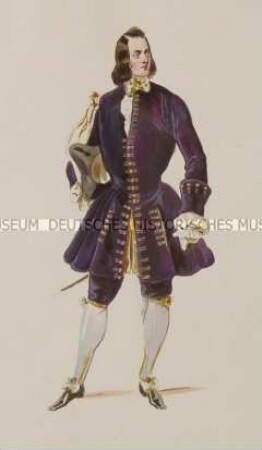 Mann im violetten Anzug mit weißen Strümpfen - Tafel aus Franceschini/Kostümbilder (Kassette 1)