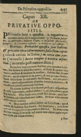 Caput XII. De Privative Oppositis.