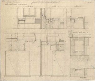 Fischer, Theodor; München - Westend, Bergmannstr.; Ledigenheim - Mittelbau - Kabinen (Grundriss, Schnitte)