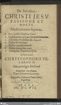 De Salvifica Christi Jesu Passione Et Morte : Meditationes septem ...