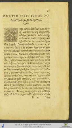 Oratio De studijs Theologicis