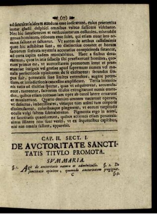 Cap. II. Sect. I. De Auctoritate Sanctitatis Titulo Promota.