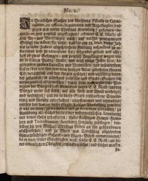 In Peinlichen Sachen des Rechtens Fiscalis in Criminalibus, ex officio, Inquirenten und Angeklagten, entgegen und wider Christian Krumholtz ...