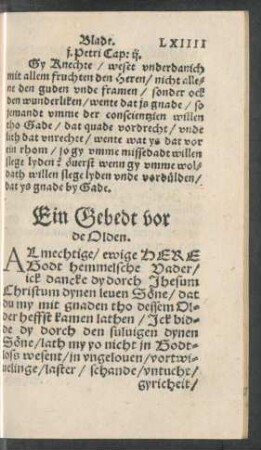 Ein Gebedt vor de Olden.