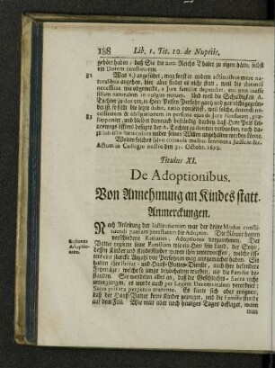 Titulus XI. De adoptionibus.