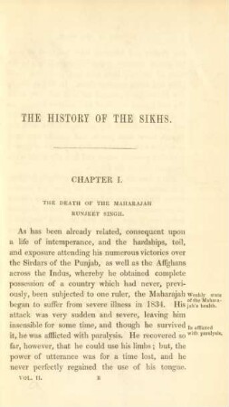 Chapter I. The death of the Maharajah Runjeet Singh