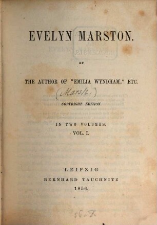 Evelyn Marston : in 2 vols.. 1