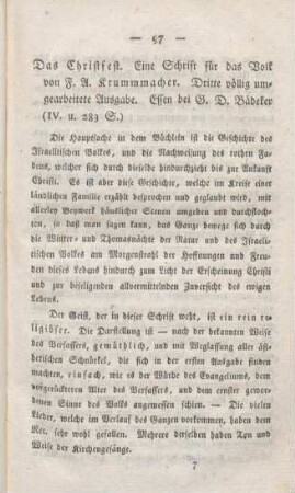 97-100 [Rezension] Krummacher, Friedrich Adolf, Das Christfest