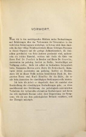 Die Tuberculose der weiblichen Genitalien : Inaug. Diss. der Univ. Breslau
