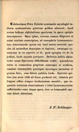 Index alphabeticus specierum hymenomycetum in Epicrisi systematis mycologici Friesii ...