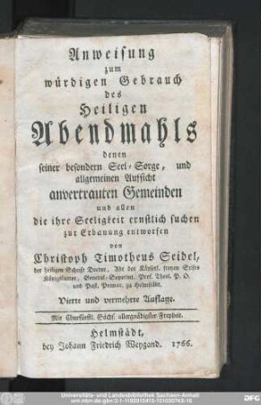 Anweisung zum würdigen Gebrauch des Heiligen Abendmahls