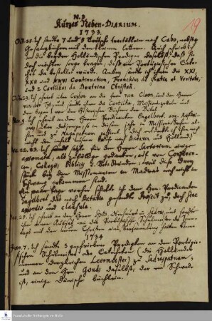 Tagebuchaufzeichnungen von Nikolaus Dal.