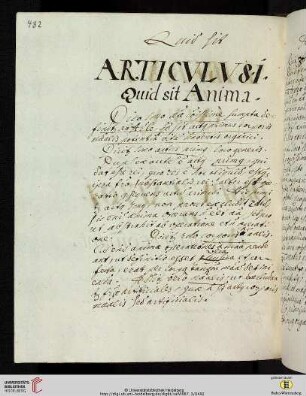 Disputatio I De anima in communi