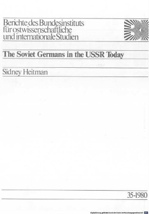 The Soviet Germans in the USSR today