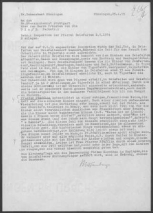 Zwiefalten-Hayingen mit Diaspora: Inspektionsbericht 1954
