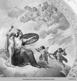 Deckendekorationen mit Minerva und Personifikationen der Künste : Minerva und andere olympische Götter