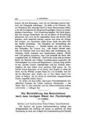 Die Entwicklung des Seelenlebens nach dem heutigem Stand der Psychologie
