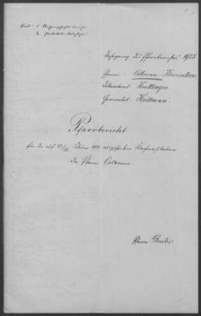 Ölbronn mit Kleinvillars: Pfarrbericht 1925