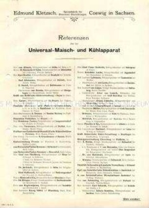 Referenzen über den Universal-Maisch- und Kühlapparat