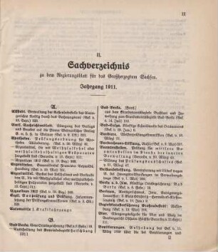 Sachverzeichnis zu dem Regierungsblatt für das Großherzogtum Sachsen