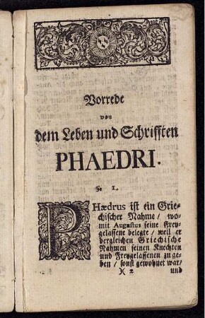 Vorrede von dem Leben und Schrifften Phaedri.